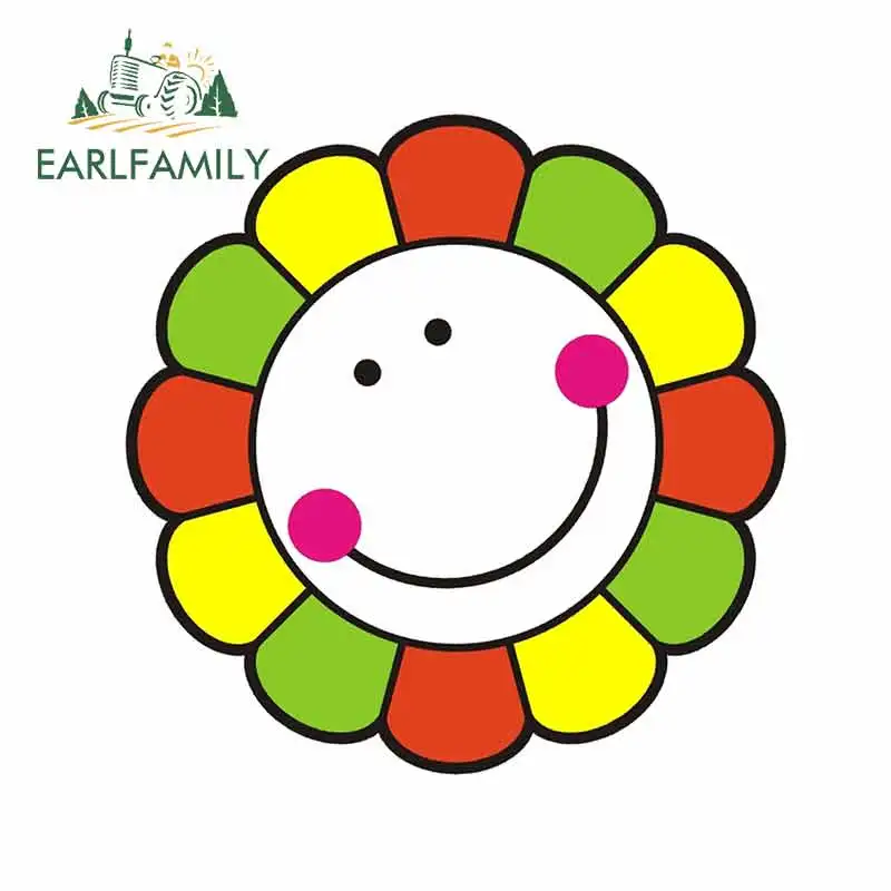 

EARLFAMILY 13cm x 12.4cm for Happy Sun Takashi Murakami Motorcycle Car Stickers Vinyl Car Sticker Waterproof 3D Anime Decal