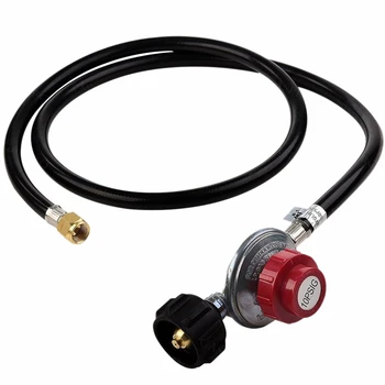 

5 Feet 0-10 PSI Adjustable High Pressure Propane Regulator with Hose for QCC1/Type1 Propane Tank Cylinder Fits for LP Gas Grill
