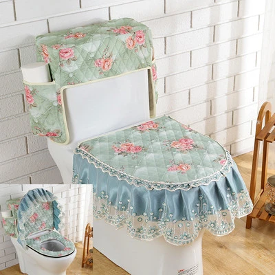 Lace Toilet Seat Cover 3pcs/Set U-shaped Toilet Seat Cushion Bathroom  accessories Water Tank Storage Cover With Toilet Paper Po - AliExpress