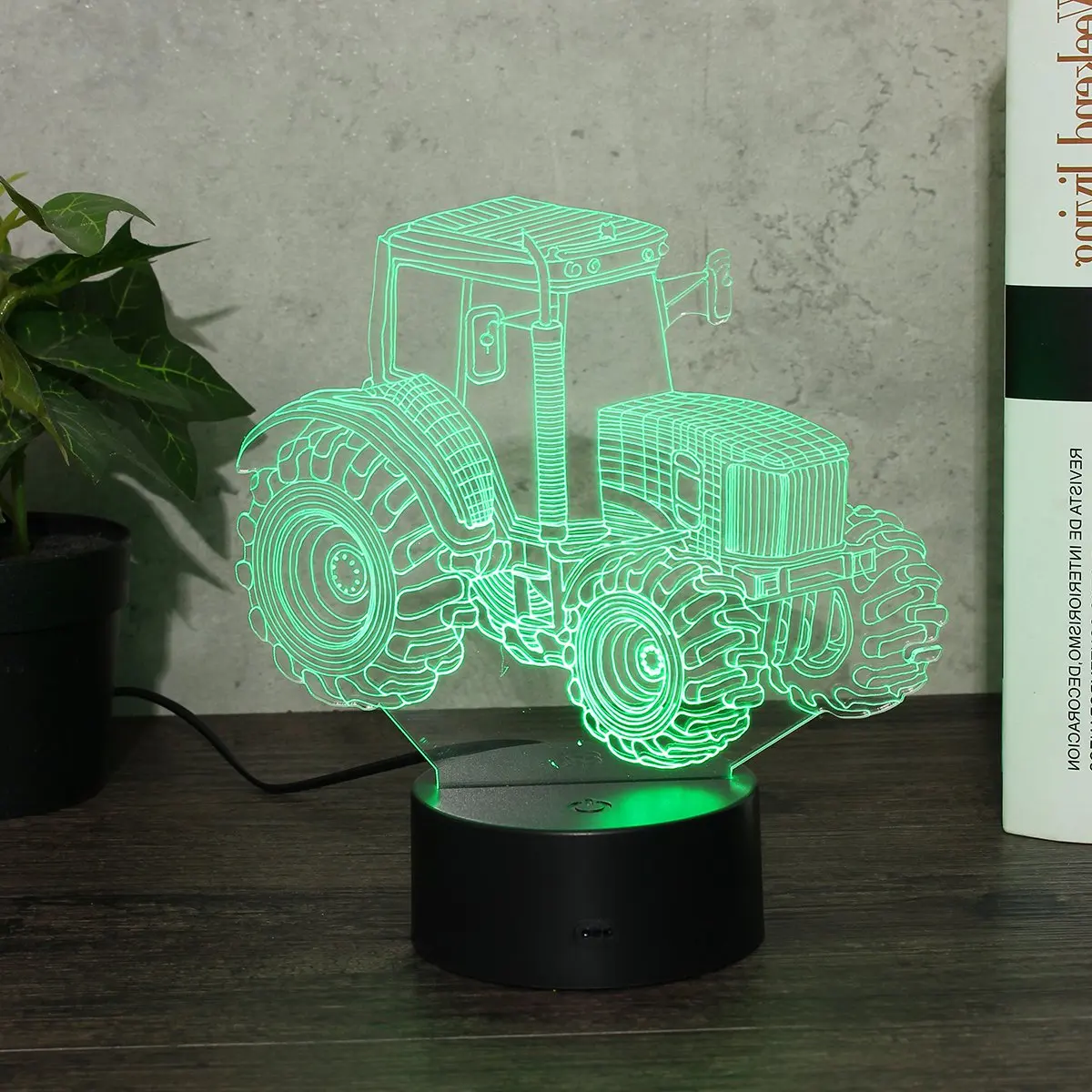 Трактор для Драг рейсинга 3D ночной Светильник Красочные светодиодный USB лампа сенсорный пульт дистанционного управления