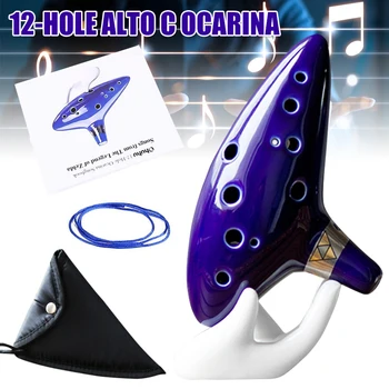 

Ocarina with Song Book 12 Hole Alto C Ocarinas Play Gift with Display Stand Protective Bag SEP99