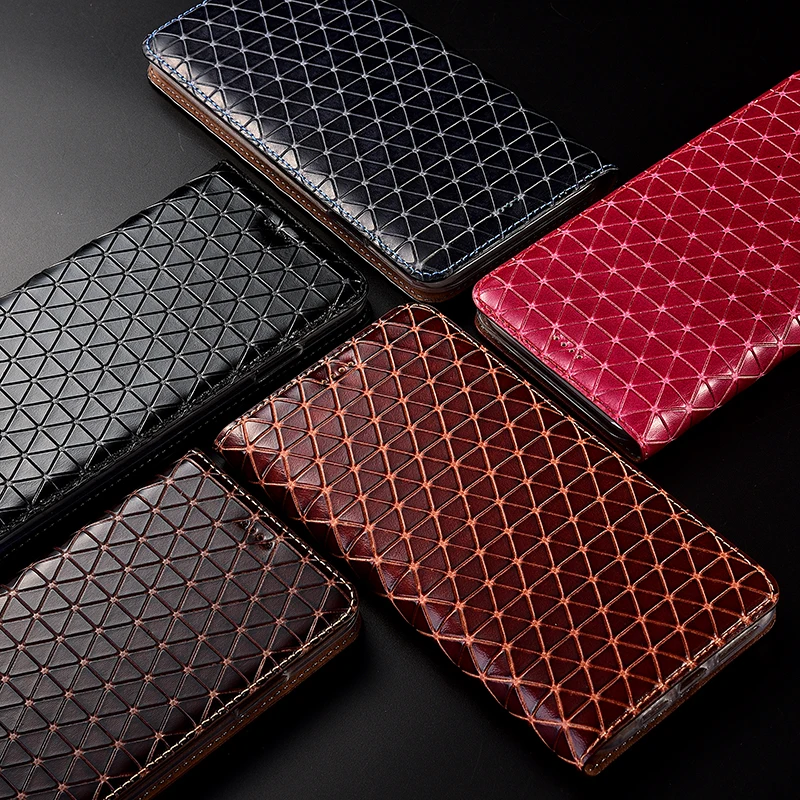 Luxury Diamond Genuine Leather Case For XiaoMi Redmi Note 10 10S Pro Max Magnetic Mobile Phone Flip Cover
