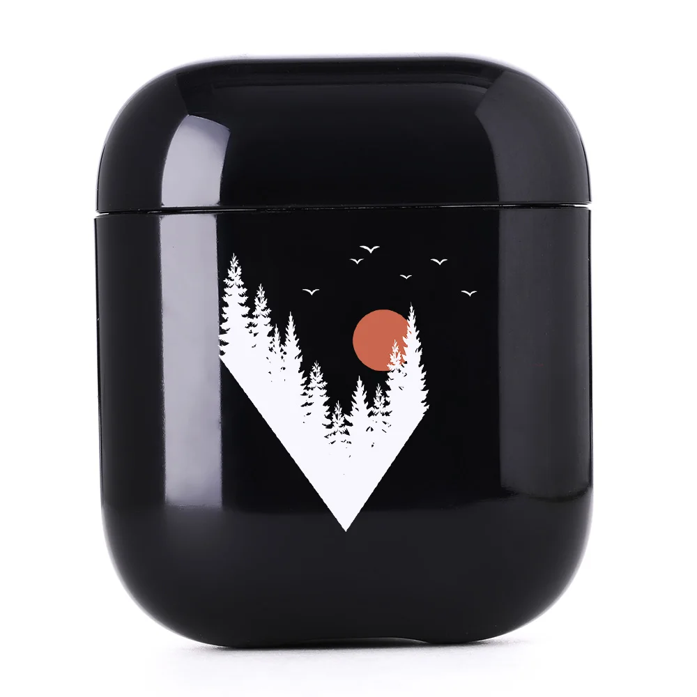 Жесткий Чехол для наушников s для Apple Airpods чехол милый горный черный роскошный беспроводной Bluetooth чехол для наушников для Airpods чехол Sunrise - Цвет: I02217S
