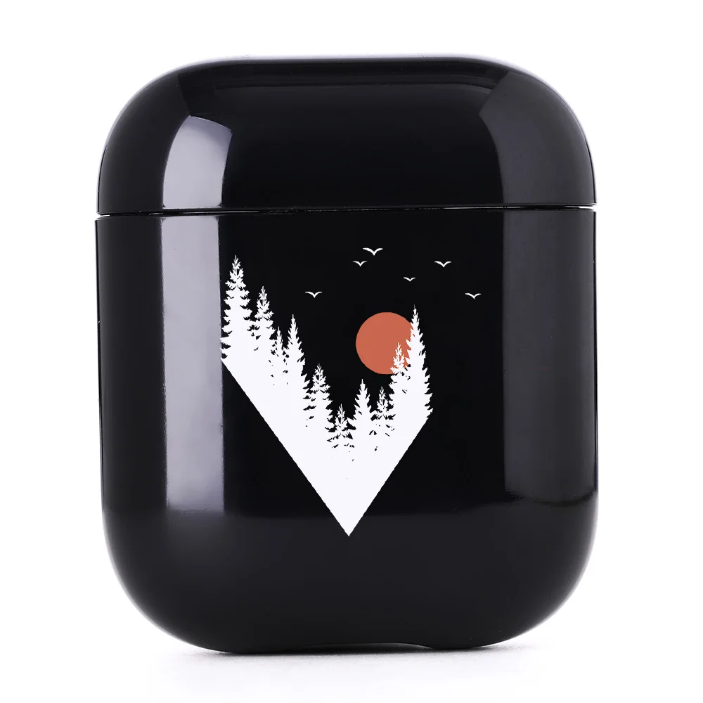 I02217S Жесткий Чехол для наушников s для Apple Airpods чехол милый горный черный роскошный беспроводной Bluetooth чехол для наушников для Airpods чехол Sunrise - Цвет: I02217S