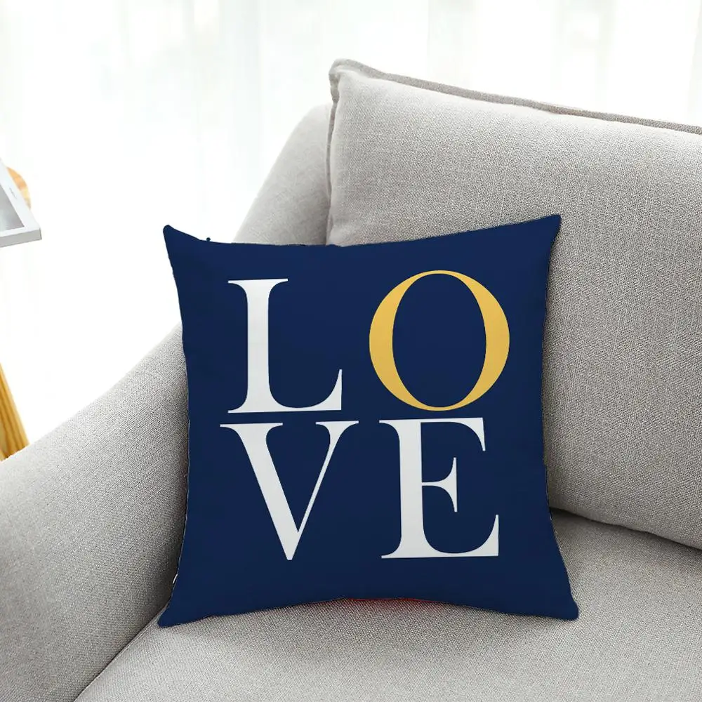 Geometric Cushion Blue Yellow Geometry Decorative Pillows Linen Pillowcase Creative Home Decoration for Sofa Countryside 