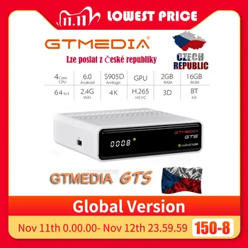 

GTmedia GTS Android 6.0 4K TV BOX Combo DVB-S2 Satellite Receiver 2GB RAM 8GB ROM Amlogic S905D BT4.0 Smart Set Top box