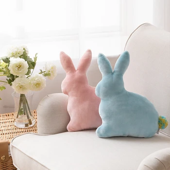 

30x40cm soft white/pink/blue/grey rabbit shaped plush throw pillow backrest chair cushion car backrest bed brithday gift