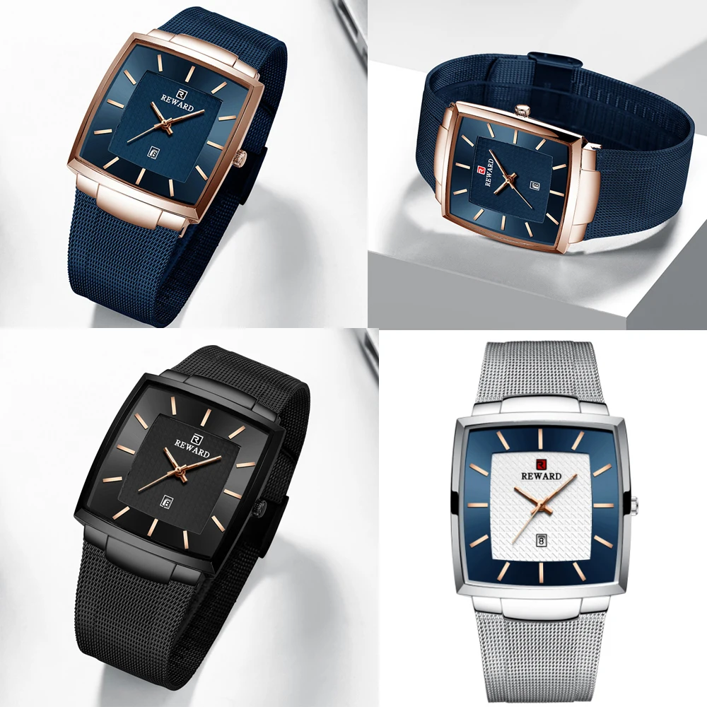 Мужские кварцевые часы из нержавеющей стали, синие, модные, Топ бренд, Роскошные, тонкие, сетчатые, водонепроницаемые, деловые, наручные часы