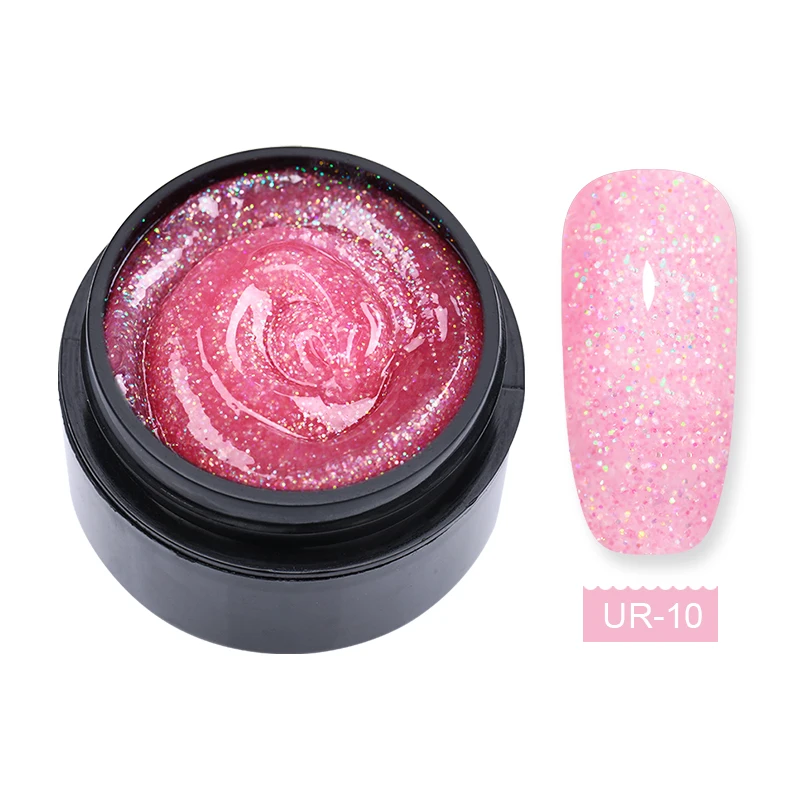 Glitter 10 Ur Sugar 15 мл поливинилхлоридный УФ-гель с розовым блеском, блестящий лазер для быстрого наращивания ногтей, строительный Гель-лак для ногтей - Цвет: Glitter 10
