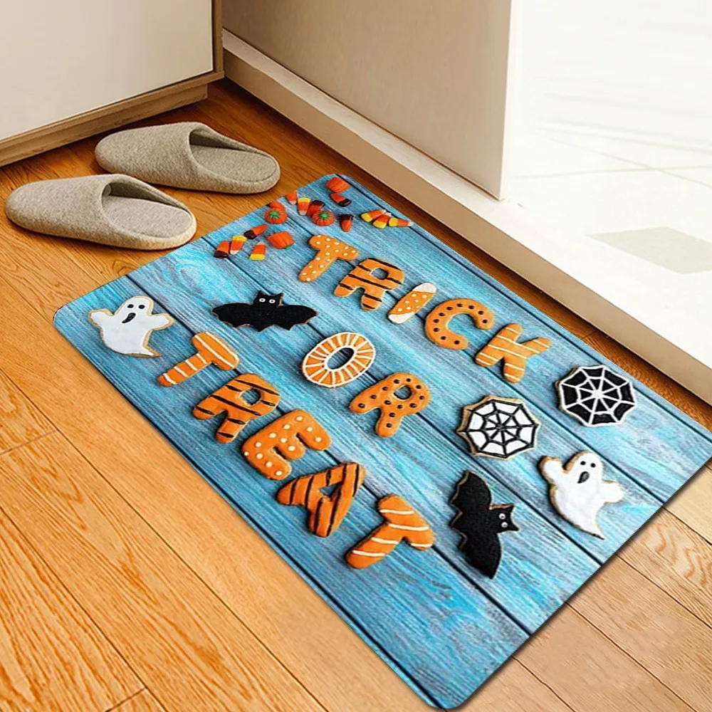 

Door Mat Halloween Pumpkin Mat Witch Horror Pattern Carpet Rugs Bathroom Kitchen Anti-Slip Floor Mat Doormat Soft Foot Pad