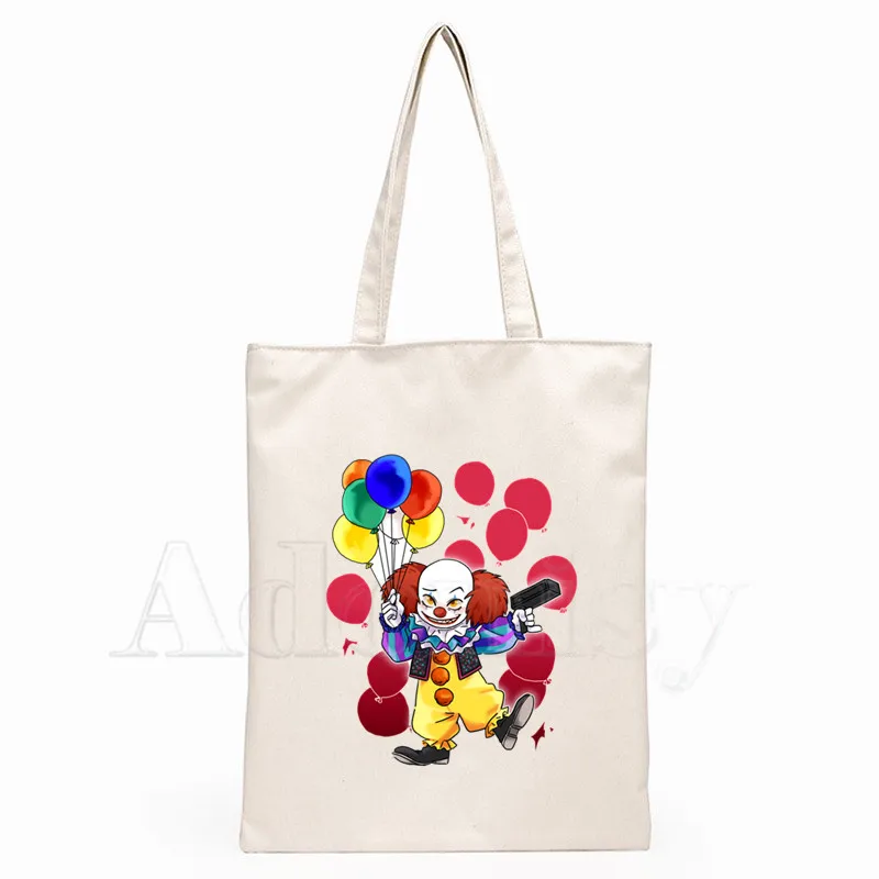 

Pennywise Ladies Handbags Cloth Canvas Tote Bag Shopping Travel Women Eco Reusable Shoulder Shopper Bags Bolsas De Tela