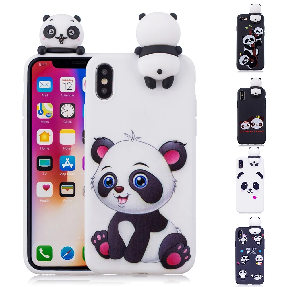 3D Cartoon Panda Case for IPhone SE 2020 Slim Shockproof Cover for IPhone 11 Pro Max X Xs Xr 7 8 Plus 6 6s 5 5s Silicone Case