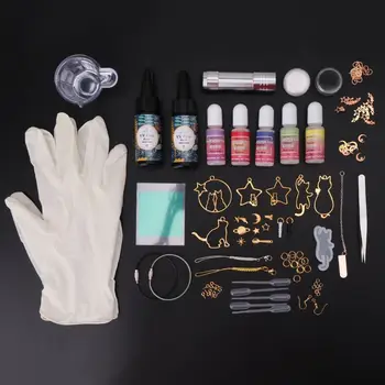 

Epoxy Mold Hand-made Materials Package DIY Crafts Cat Metal Frame Starry Sky Glue Newbie Set Ear Hook Mold Making Kit Tools