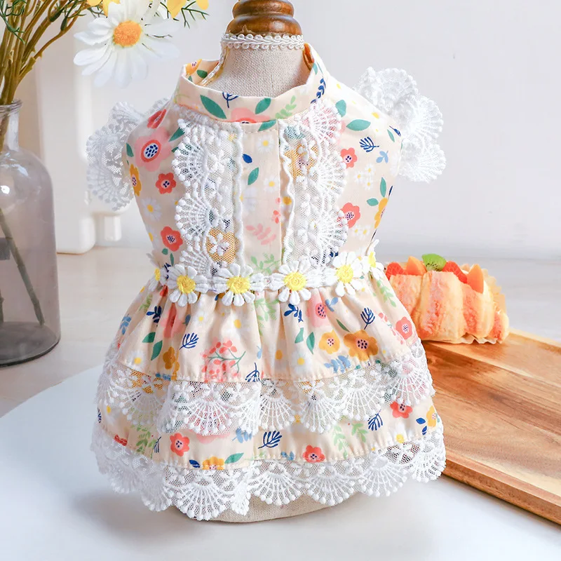 Floral Lace Dog Princess Dresses for Small Dogs Wholesale