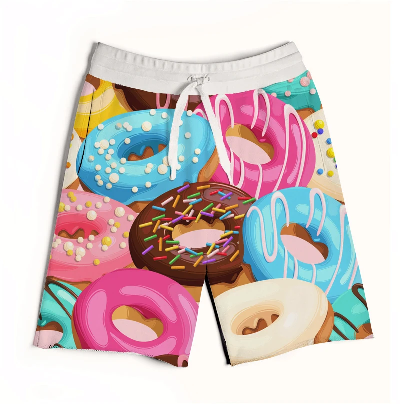 REAL American US SIZE Donuts 3D Sublimation Print fashion men Sport shorts with string | Мужская одежда