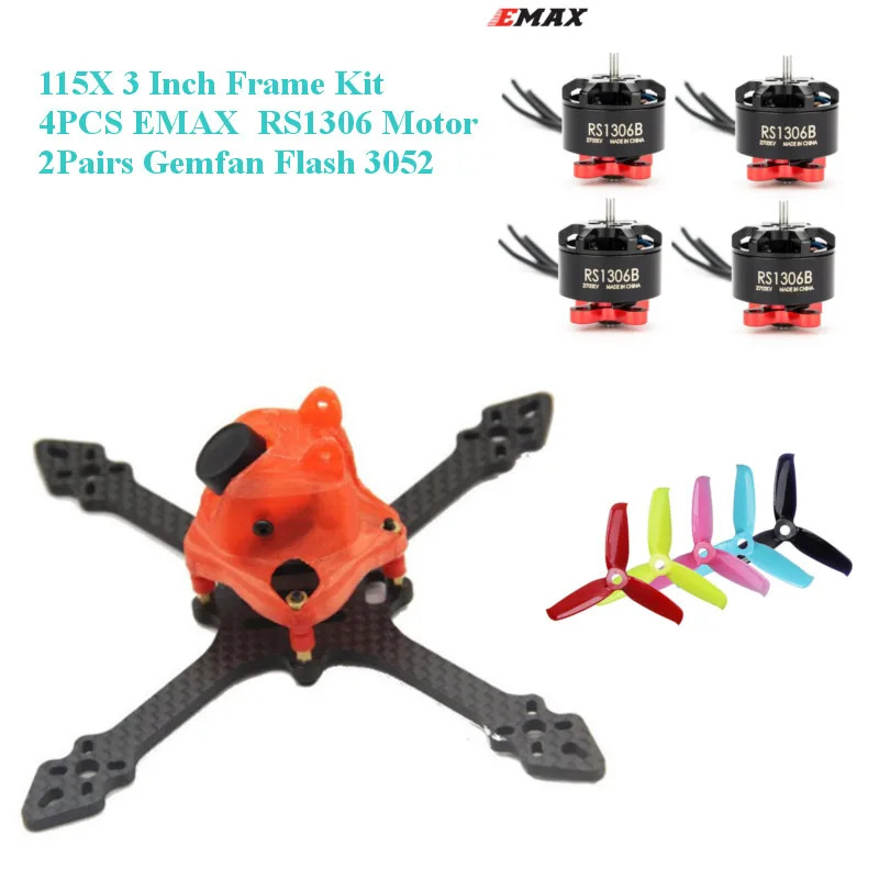 ZJWRC 115X 3-дюймовый комплект Рам 4 шт. EMAX 1306 RS1306 бесщеточный двигатель Gemfan Flash 3052 для