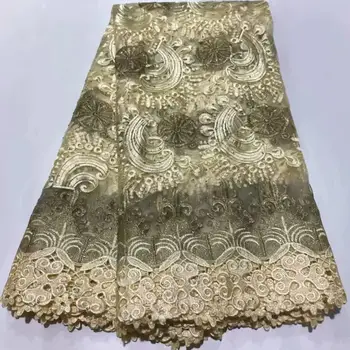 

Hot sale embroidery French tulle lace fabric African net mesh cloth for sewing dress ZQN290(5yards/lot)
