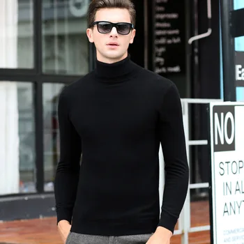 

2020 Casual New Autumn Winter Warm Sweater Men Solid Turtleneck Brand Mens Sweaters Slim Fit Pullover Men Knitwear Male Double
