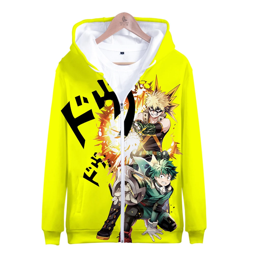 

3D Anime Hoodies Zipper Hoodie Mens My Hero Academia And Saint Seiya 2019 Autumn Student Zipper Pullovers Boys/girls Casual Top