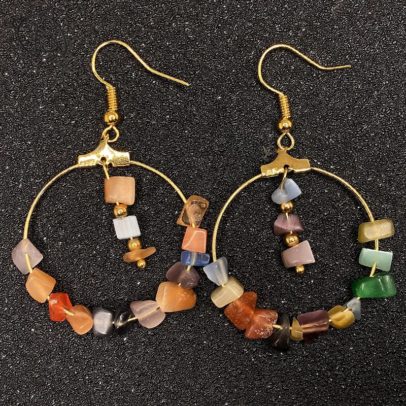 Богемные серьги Momiji с натуральным камнем для женщин разноцветные Украшения