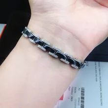 Белый черный мужской Циркон керамический браслет для свадебных подарков серебро 925 пробы бренд известный ювелирный роскошный дизайн