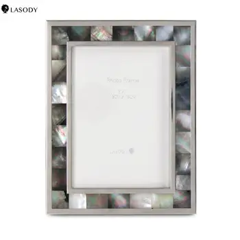 

Classic Shell Photo Frame, Black Mother of Peral Picture Frame, 5x7 Inches Wedding Anniversary Birthday Love Frame