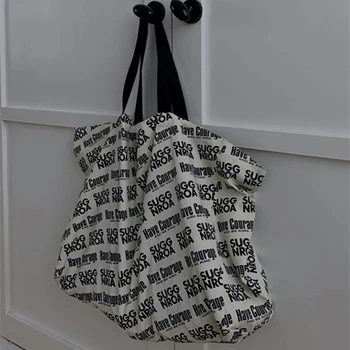 

Designer Shopping Bag Canvas Bag Female Single Shoulder Portable Simple Cloth Bag Luxury Large Capacity Tote Handbags Women Bags