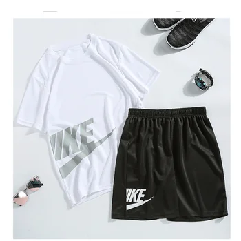 

Casual Male Tracksuit Clothing Summer Men Set Fitness Suit Sporting Suits Short Sleeve T Shirt + Shorts Quick Drying 2 Piece Set