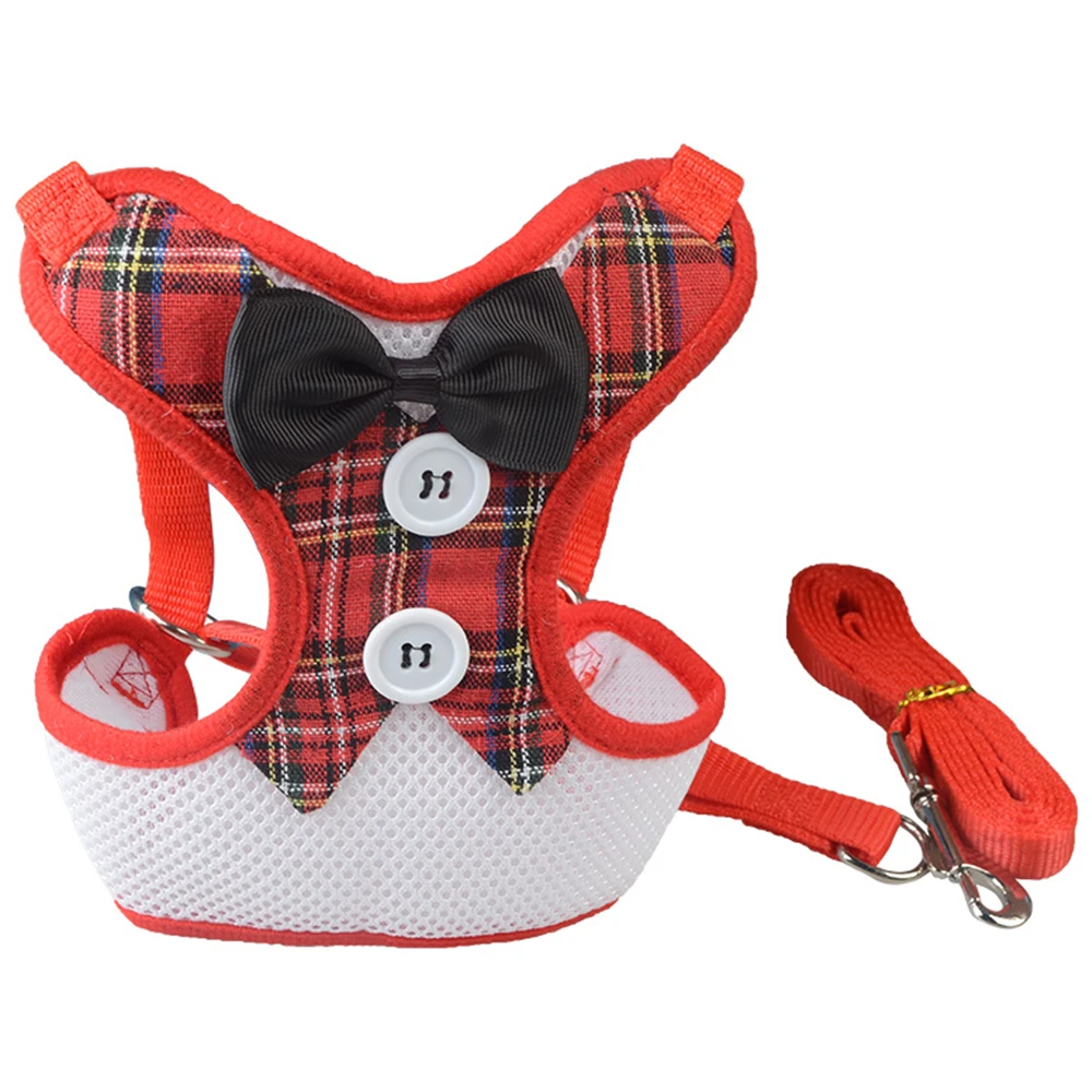 Rat Harness And Leash Set Pet Puppy Cat Cute Bowknot Harness Vest