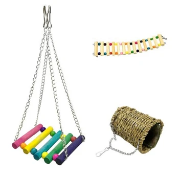 

3-Piece Pet Toy Pet Ladder Swing Hammock Nest Swing Pet Hammock Pet Ladder Hamster Sugar Glider Chinchilla Squirrel Parrot