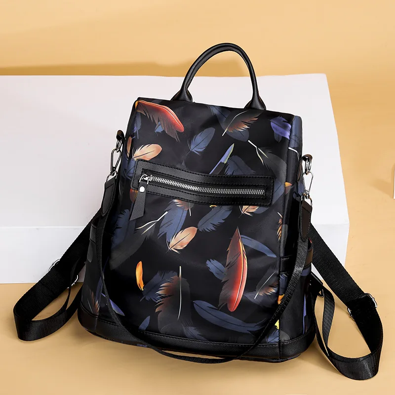 

Vintage Sense Leaf Backpack WOMEN'S Bag 2019 Korean-style Multi-functional Single-shoulder Bag Oxford Cloth Bag