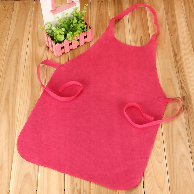 Розово-красный 1PC Solid Color 62*42cm Unisex Apron Classic design Work Aprons for Women Kitchen Accessories Fashion Baking Apron - Цвет: Розово-красный