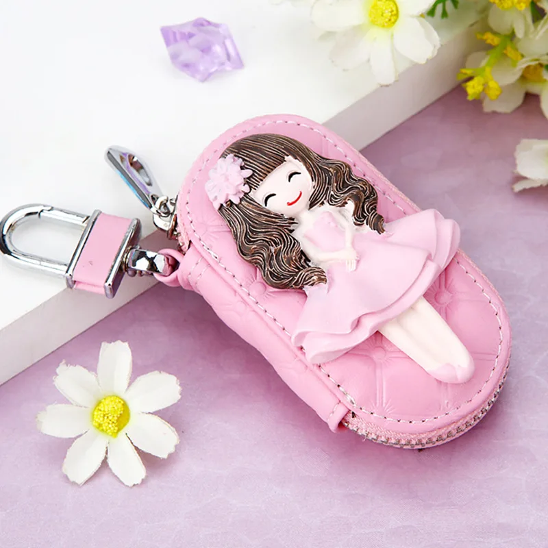 Style 24 Милый кожаный брелок для ключей Hello Kitty KT Cat на молнии - Цвет: Style 24