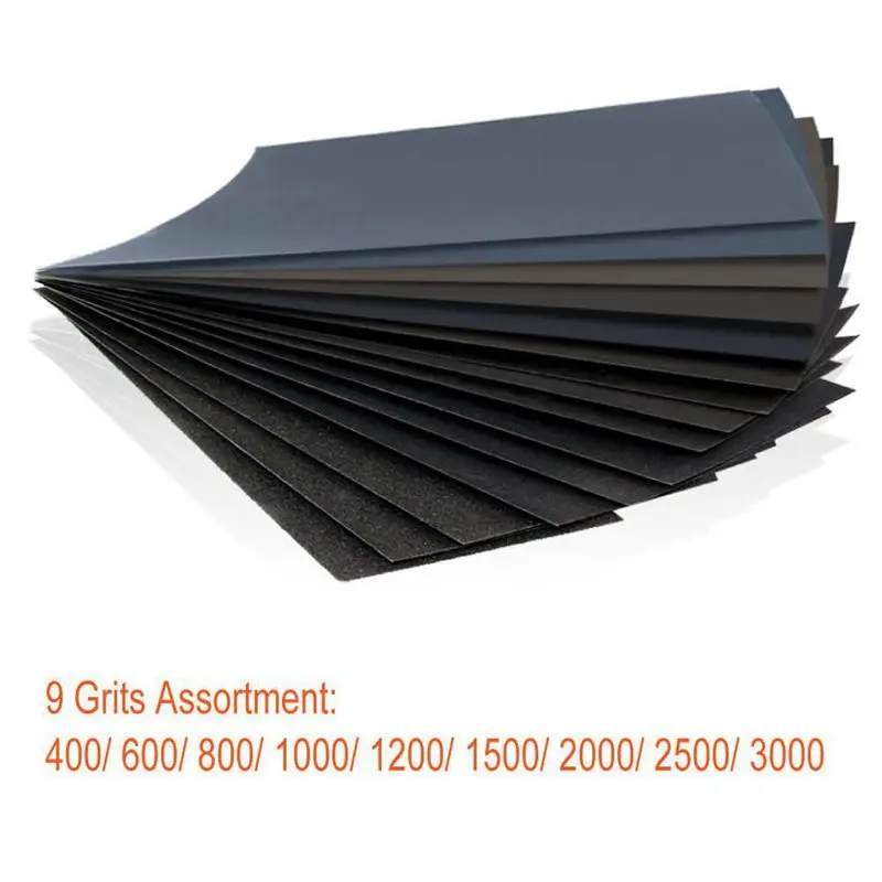 72Pcs 400 to 3000 Grit Wet Dry Sandpaper Assortment 9 x 3.6 Inches for Automotive Sanding, Wood Furniture Finishing And Wood Tur