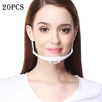 

20 PCS Work Wear Men Women Transparent Plastic Mask Chef Kitchen Service Masks Anti-fog Saliva-proof Mouth Cover Hot Sell