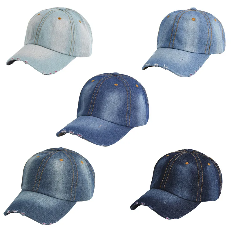 

Men And Women Baseball Cap Simple Sparkling Style Washing Cowboy Hat Topee Women's Casual Brim Hat Foreign Trade Supply of Goods