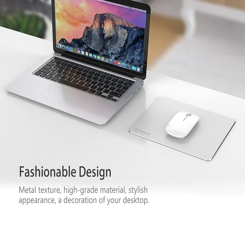 ORICO Aluminum Mouse Pad Game Durable Office Metal Computer Mouse Pad Silver Aluminum Alloy+ Silicone