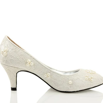 

Fashion Spring Ivory Low Heel Shoe Party Prom Nice Shoes Round Toe Wedding Shes bridal gowns Dress Shoes Mermaid Dress Shoes