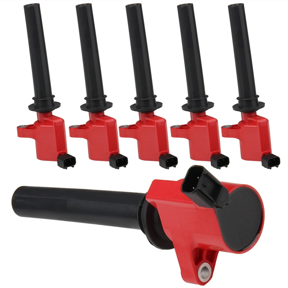 CarBole 6 шт. части катушки зажигания пригодный для Ford Mercury Mazda 3,0 V6 DG513 DG500 C1458 FD502 высокопроизводительная катушка автомобильные аксессуары - Цвет: Red