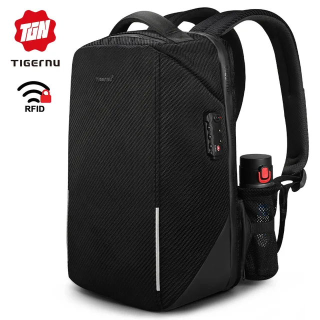 Tigernu RFID 15.6 дюймовый ноутбук Рюкзак TSA Lock Анти Вор брызгозащищенный Бизнес Мужчины Рюкзаки Сумка для Мужчин Подростков рюкзак Человек - Цвет: Black