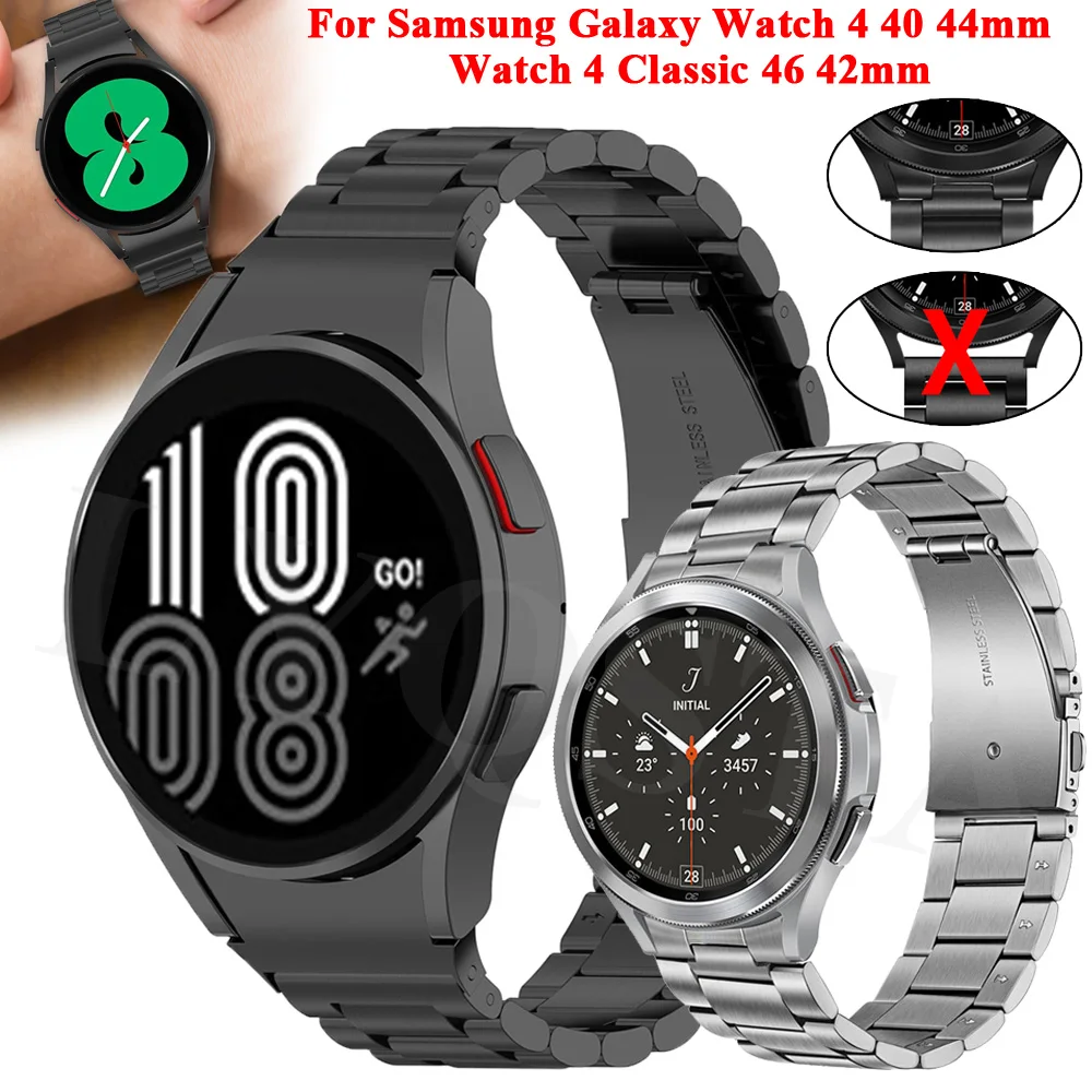 

Stainless Steel No Gaps Official Strap For Samsung Galaxy Watch 4 Classic 46 42mm Metal Curved End Bracelet Watch4 40 44MMCorrea