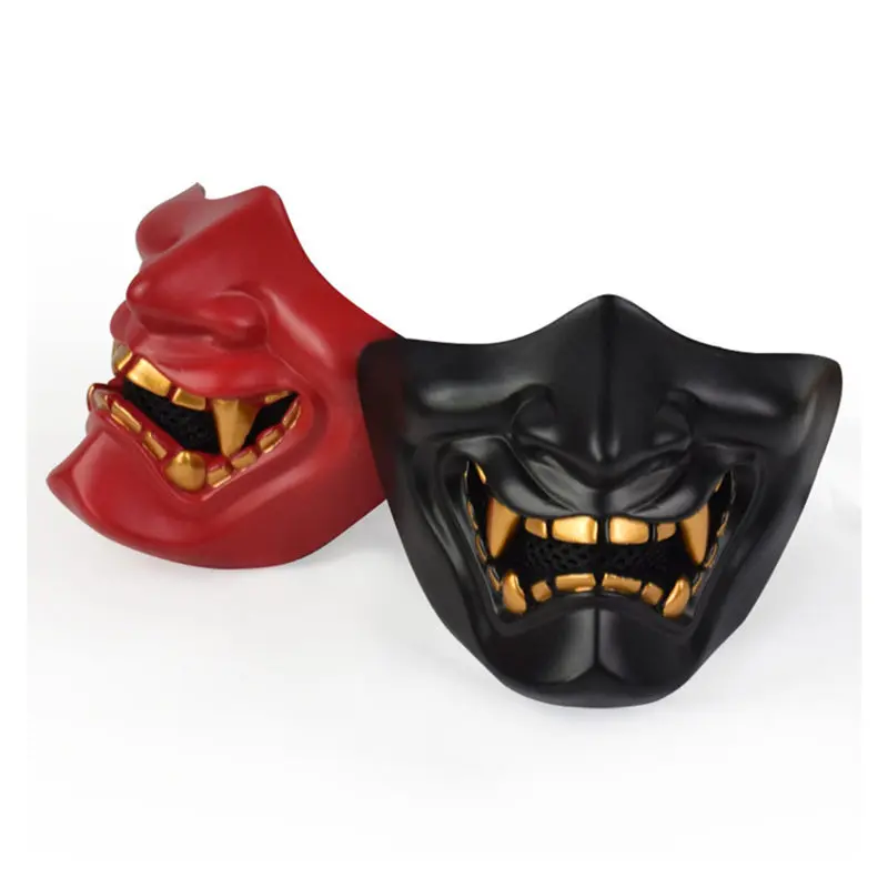 Костюм для косплея на Хеллоуин Caries Demon Evil Monster Кабуки самурайская полумаска вечерние украшения Mied белый/черный/красный 3 цвета