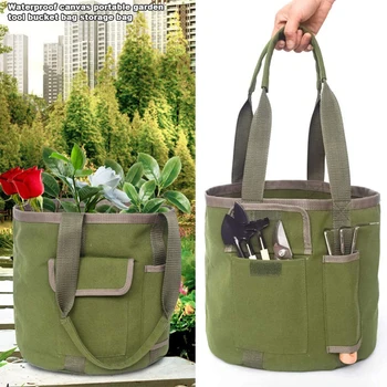 

30L Garden Bag Reusable Gardening Lawn and Leaf Bags Canvas Portable Yard Waste Bag with Drawstring Waterproof Garden Bag @LS