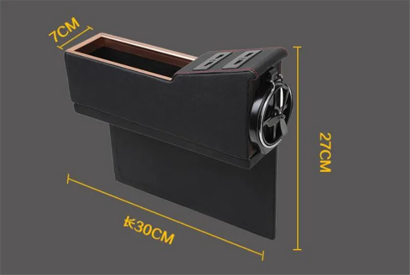 2pcs/pair Car Seat Crevice Storage Box Cup Drink Holder Organizer Leather Four USB Charging Black Red Beige Brown