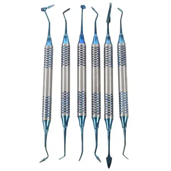 

6Pcs Composite Resin Filling Spatula Titanium Plated Head Resin Filler Set Thick Handle Restoration Set Instrument