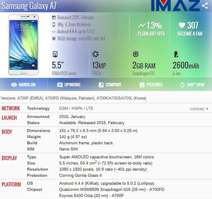 IMAZ 5," AMOLED для Samsung Galaxy A7 A700 ЖК-дисплей с сенсорным экраном дигитайзер в сборе A700H A700F A700S A700K ЖК-дисплей