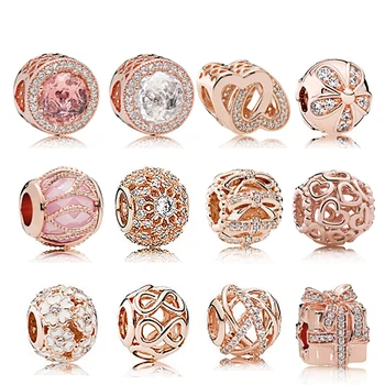 

2020 High Quality Fashion Rose Gold Particles Charm Embrace With Cubic Zirconia Fit And Series Jewelry Diy Free Mail Bracelet