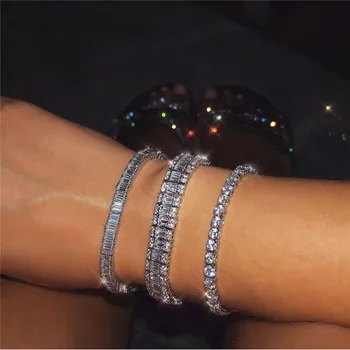 

choucong Luxury Female Tennis bracelet White Gold Filled AAAAA Zircon Statement Party Wedding bracelets for Women Men Jewerly