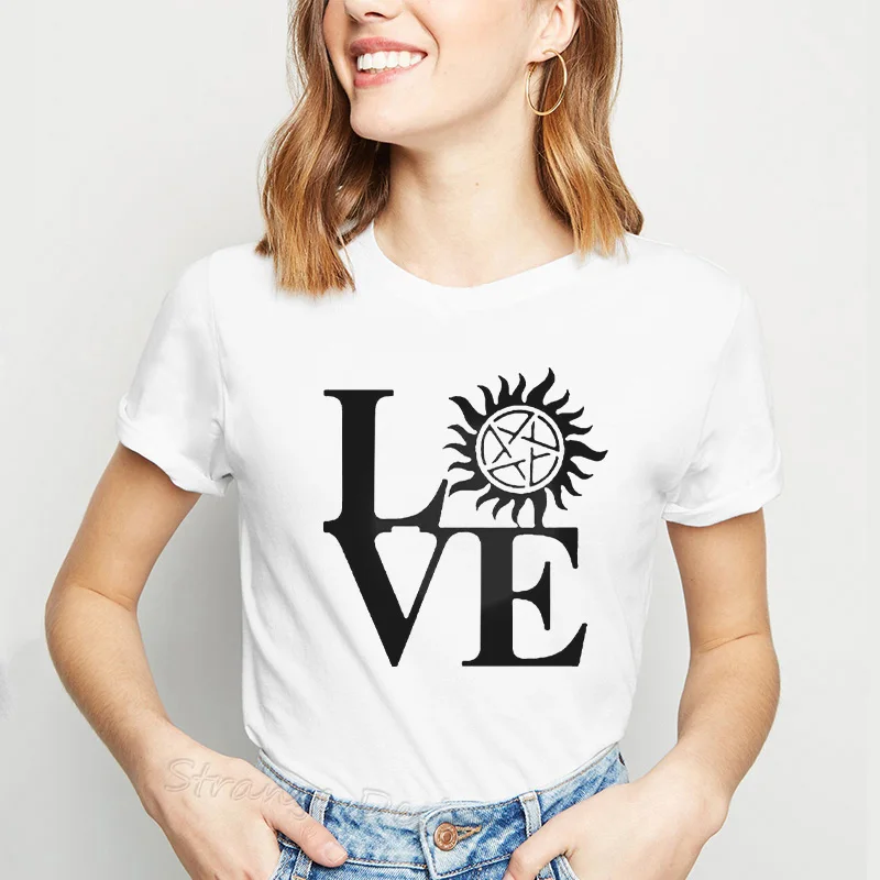 Love Supernatural Anti Possession летние женские футболки, графические футболки harajuku, футболки для женщин, модные топы с принтом - Цвет: 6