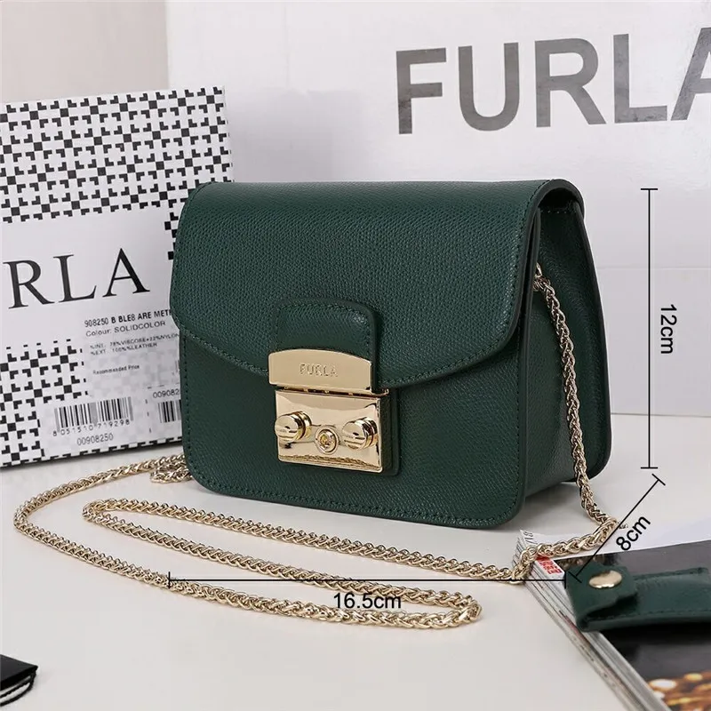 Оригинальные женские сумки FURLA, высококачественные женские кожаные сумки Furla, темно-зеленый цвет, размер S, 16,5 см x 12 см x 8 см